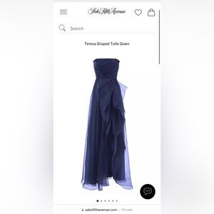 Theia Theresa Draped Tulle Gown in Navy Blue (size 2)